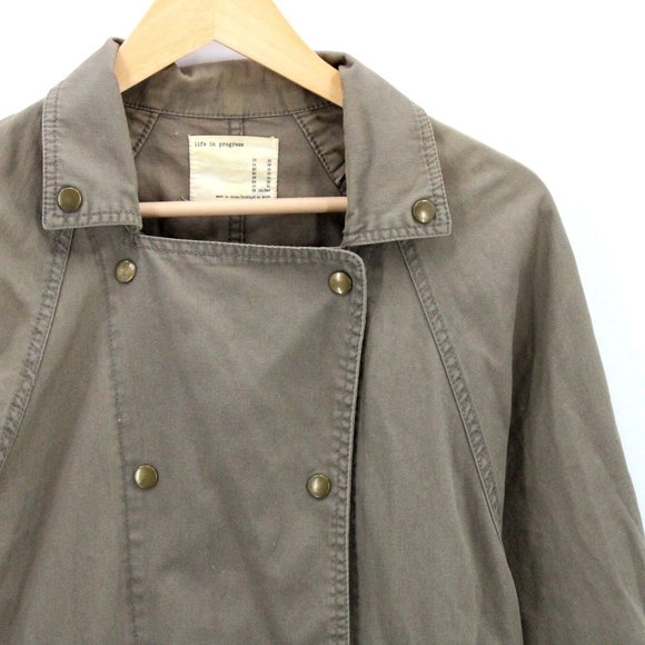 Life In Progress Utility Jacket Womens Brown Asymmetrical Zip Flat Front Size XS - Picture 2 of 9